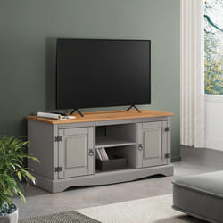 Corona Grey Wax 2 Door Media Unit Solid Pine Furniture