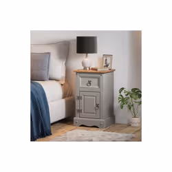 Corona Grey Wax Narrow Pot Cupboard Bedside Pine Bedroom Furniture