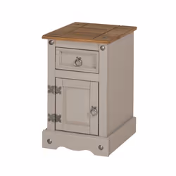Corona Grey Wax Narrow Pot Cupboard Bedside Pine Bedroom Furniture