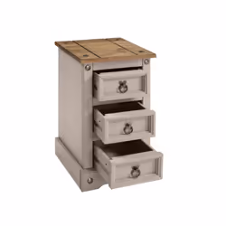 Corona Grey Wax Narrow Bedside Rustic