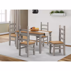 Corona Grey Wax Budget Dining Set Solid Pine Furniture