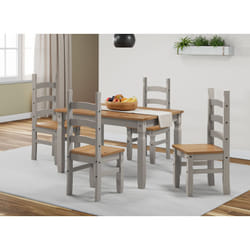 Corona Grey Wax Budget Dining Set Solid Pine Furniture