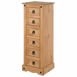 Corona 6 Drawer Narrow Chest Bedside Table Cabinet bedroom Furniture