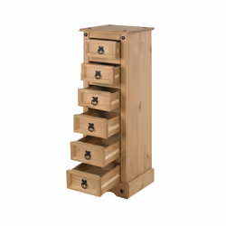 Corona 6 Drawer Narrow Chest Bedside Table Cabinet bedroom Furniture