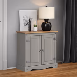 Corona Grey Wax 2 Door Cupboard  Sideboard Solid Pine Furniture