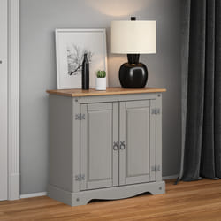 Corona Grey Wax 2 Door Cupboard  Sideboard Solid Pine Furniture