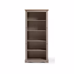 Corona Grey Wax Large Bookcase Storage Solid Wood Pine Furniture