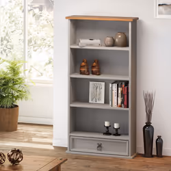 Corona Grey Wax 1 Drawer DVD Rack Solid Wood Pine Furniture
