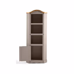 Corona Grey Wax Corner Display Unit Solid Pine Furniture