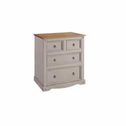Corona Chest of Drawers 2+2 Grey Wax Solid Pine bedroom Furniture