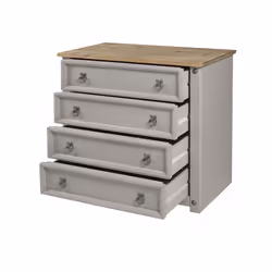 Corona Chest of Drawers 4 Drawer Grey Wax Small Solid Pine