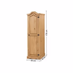 Corona 1 Door Arch Top Wardrobe Solid Pine Bedroom Furniture