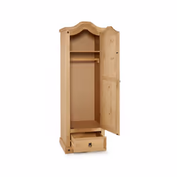 Corona 1 Door 1 Drawer Arch Top Wardrobe Solid Pine Bedroom Furniture