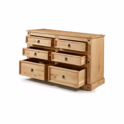 Corona Low 3+3 Wide Chest Solid Pine Bedroom Furniture