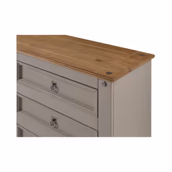 Corona Grey Wax Low 3+3 Wide Chest Solid Pine Bedroom Furniture