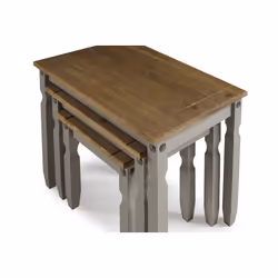 Corona Grey Nest of Tables Wax Solid Pine