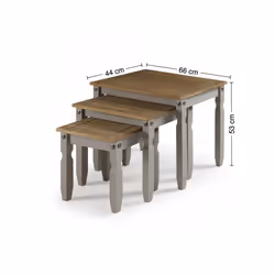 Corona Grey Nest of Tables Wax Solid Pine