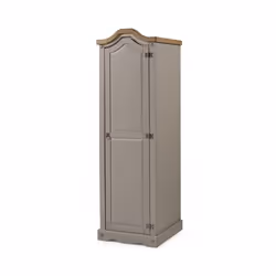 Corona Grey Wax 1 Door Arch Top Wardrobe Solid Pine Bedroom Furniture