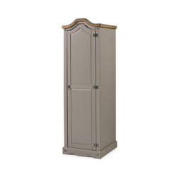 Corona Grey Wax 1 Door Arch Top Wardrobe Solid Pine Bedroom Furniture