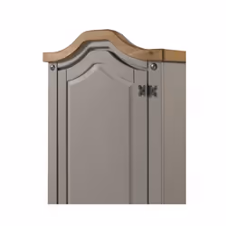 Corona Grey Wax 1 Door Arch Top Wardrobe Solid Pine Bedroom Furniture