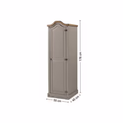 Corona Grey Wax 1 Door Arch Top Wardrobe Solid Pine Bedroom Furniture