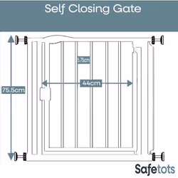 Safetots Self Closing Gate White - Narrow 68.5cm-75cm