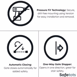Safetots Self Closing Gate White - Narrow 68.5cm-75cm