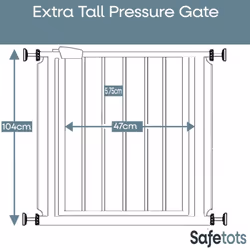 Safetots Extra Tall Pressure Fit Gate - White, 75cm - 82.6cm
