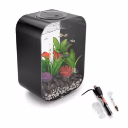 biOrb LIFE 15L Black Aquarium Fish Tank with Multi Colour LED Lighting and Heater Pack