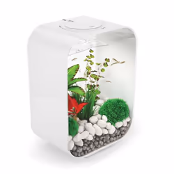 BiOrb LIFE 15L White Aquarium Fish Tank with Multi Colour LED Lighting and Heater Pack