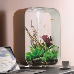 biOrb LIFE 60L White Aquarium Fish Tank with Multi Colour LED Lighting and Heater Pack
