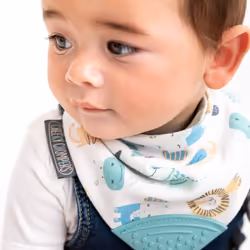 Baby Bibs with Teether | 2 months+ Teething Bibs, Toddler Bibs | Reversible Dribble Bib & Baby Teether | Multi-Award Winning Neckerchew (Cheeky