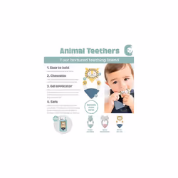 Cheeky Chompers Animal Teethers - Teething Toys for Babies - Adorable Teething Rings with Integrated Gel Applicator?and Soft Silicone Design ? Fun,