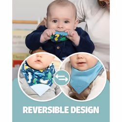 Cheeky Chompers 2-in-1 Baby Dribble Bib With Soft Silicone Teether  Reversible Bandana Style  Innovative Dimple Design Soothes Gums  3-Layer Absorbenc