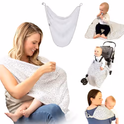 6-in-1 Breastfeeding Cover | Soft, Breathable Muslin | Nursing Cover, Blanket, Teether, Pram Cover & More | Newborn Baby Chan ...