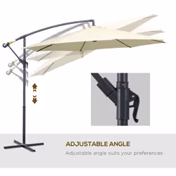 Outsunny 3(m) Cantilever Parasol Banana Umbrella w/ Crank & Tilt, Beige