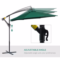 Outsunny 3(m) Garden Banana Parasol Cantilever Umbrella w/ Crank, Green - Additional view 7