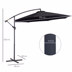 Outsunny 3(m) Cantilever Parasol Banana Umbrella w/ Crank & Tilt, Black