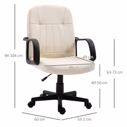 HOMCOM PU Leather Office Chair Swivel  Mid-Back Computer Desk Chair, Cream - Additional view 10