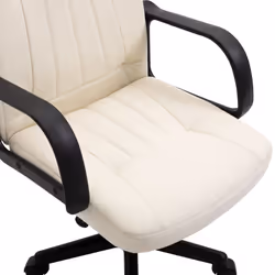 HOMCOM PU Leather Office Chair Swivel  Mid-Back Computer Desk Chair, Cream