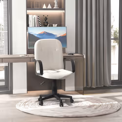 HOMCOM PU Leather Office Chair Swivel  Mid-Back Computer Desk Chair, Cream - Additional view 4