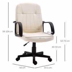 HOMCOM PU Leather Office Chair Swivel  Mid-Back Computer Desk Chair, Cream - Additional view 5