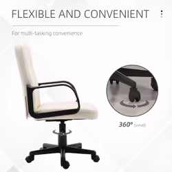 HOMCOM PU Leather Office Chair Swivel  Mid-Back Computer Desk Chair, Cream - Additional view 7