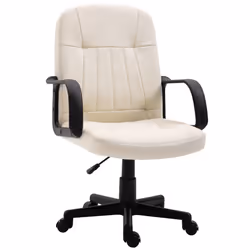 HOMCOM PU Leather Office Chair Swivel  Mid-Back Computer Desk Chair, Cream - Additional view 9