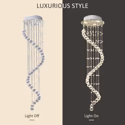 HOMCOM Modern Crystal Droplet Ceiling Light Stainless Steel Bedroom Hallway - Additional view 4