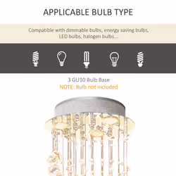 HOMCOM Modern Crystal Droplet Ceiling Light Stainless Steel Bedroom Hallway - Additional view 5
