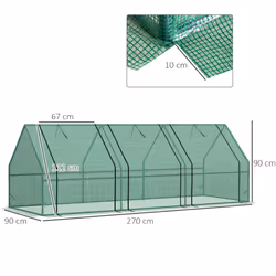 Outsunny Mini Greenhouse Garden Planter Zipper Doors Portable 270 x 90 x 90cm - Additional view 9