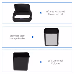 HOMCOM Automatic Sensor Dustbin Stainless Steel Rubbish Waste Bin Trash 20L