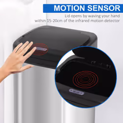 HOMCOM Automatic Sensor Dustbin Stainless Steel Rubbish Waste Bin Trash 20L