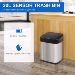 HOMCOM Automatic Sensor Dustbin Stainless Steel Rubbish Waste Bin Trash 20L - Additional view 4